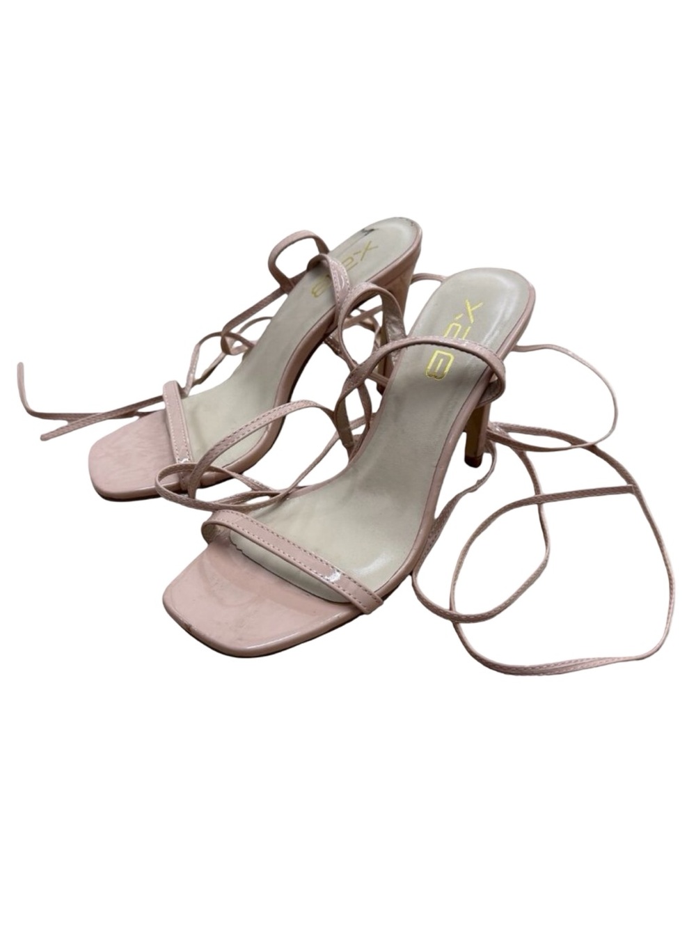 Women’s X2B Nude Strappy Lace-Up Heeled Sandals Size 7